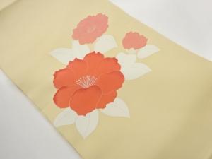 塩瀬山茶花模様刺繍名古屋帯